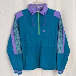 Vintage 90s Nike Track Windbreaker 1/2 Zip Pullover Jacket Women's Size Small